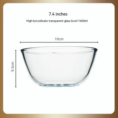 Japanese-Style Transparent Glass Large Salad Bowl