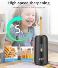 Automatic Electric Pencil Sharpener - Auto Feed, Auto Stop & Auto Eject for School, Office, Home, Black