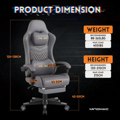 Gaming Chair,Ergonomic Computer Gaming Chair,400Lb Load-Bearing,Retractable Footrest