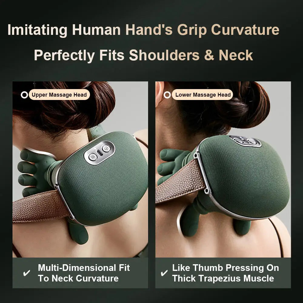 Bionic Neck Shoulder Massager Heated Back Massagers Electric Kneading Muscles Massage Pillow Neck