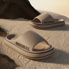 Feslishoet Women - Men Letter Slippers Beach Slides Solid Color Mens
