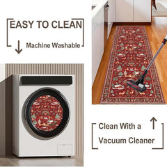 Christmas Deer Santa Long Rug, Multiple Patterns Available, Soft Durable Washable Carpet for Indoor Outdoor Use, Home Decor-Yy