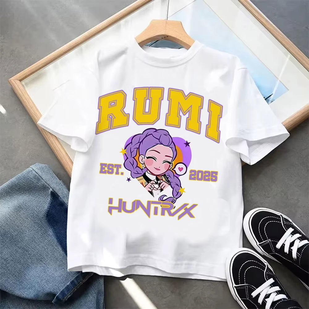Kpop Demon Hunters Children'S Clothing Short Sleeve T-Shirt Kpop Demon Hunters Tiger Harajuku Tshirt for Boys Girls Gift
