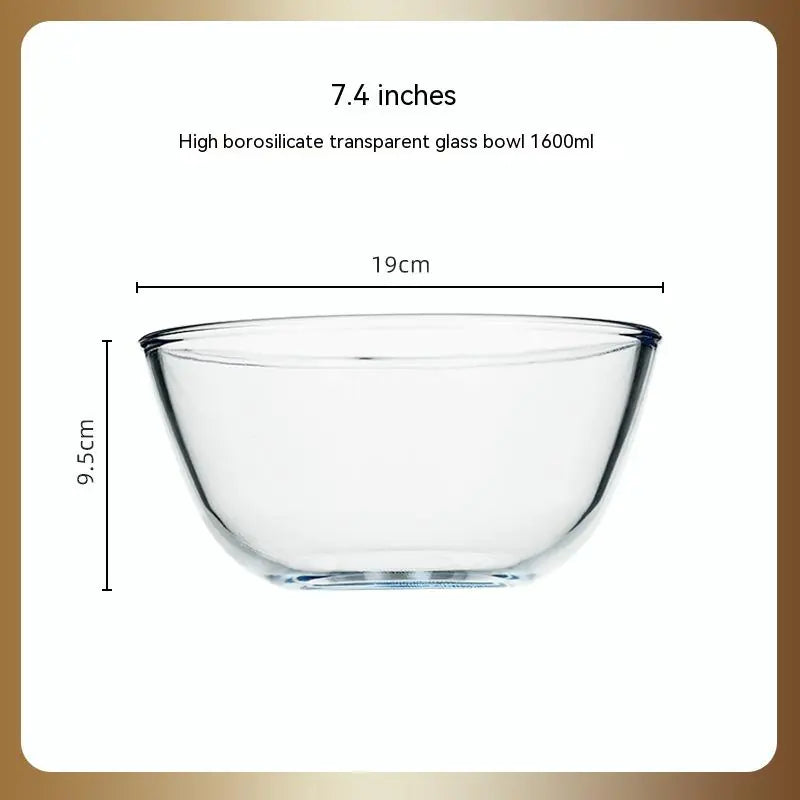 Japanese-Style Transparent Glass Large Salad Bowl