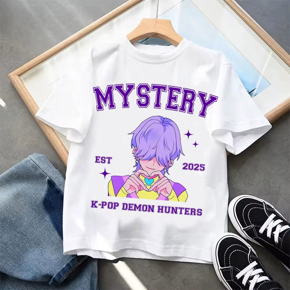 Kpop Demon Hunters Children'S Clothing Short Sleeve T-Shirt Kpop Demon Hunters Tiger Harajuku Tshirt for Boys Girls Gift