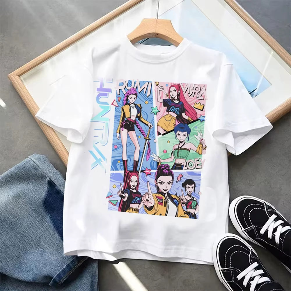 Kpop Demon Hunters Children'S Clothing Short Sleeve T-Shirt Kpop Demon Hunters Tiger Harajuku Tshirt for Boys Girls Gift