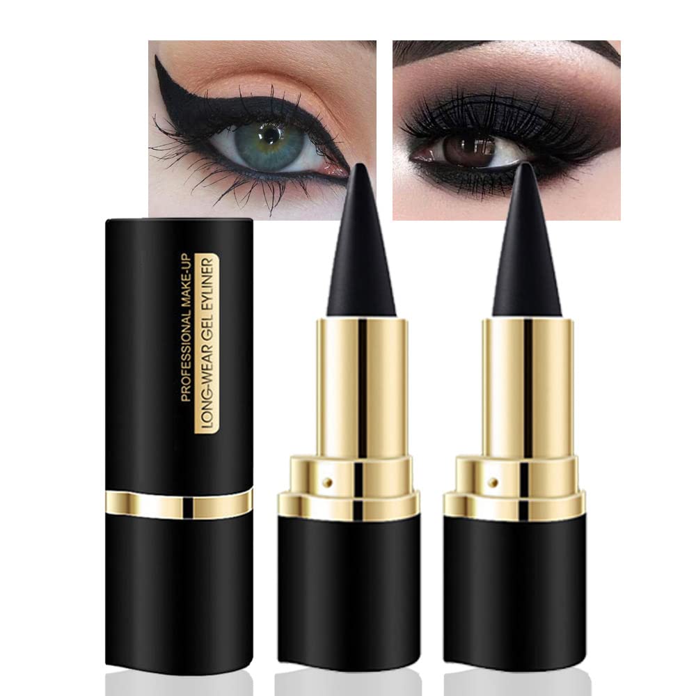 2Pcs Gel Eyeliner Pencil, Natural Black Eyeliner Cream for Older Women
