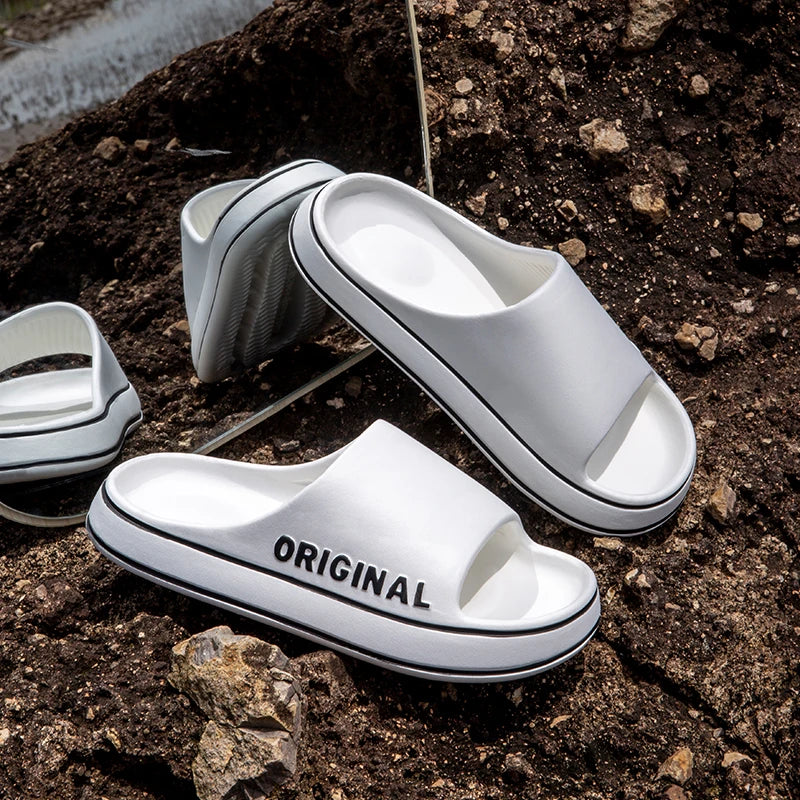 Feslishoet Women - Men Letter Slippers Beach Slides Solid Color Mens 