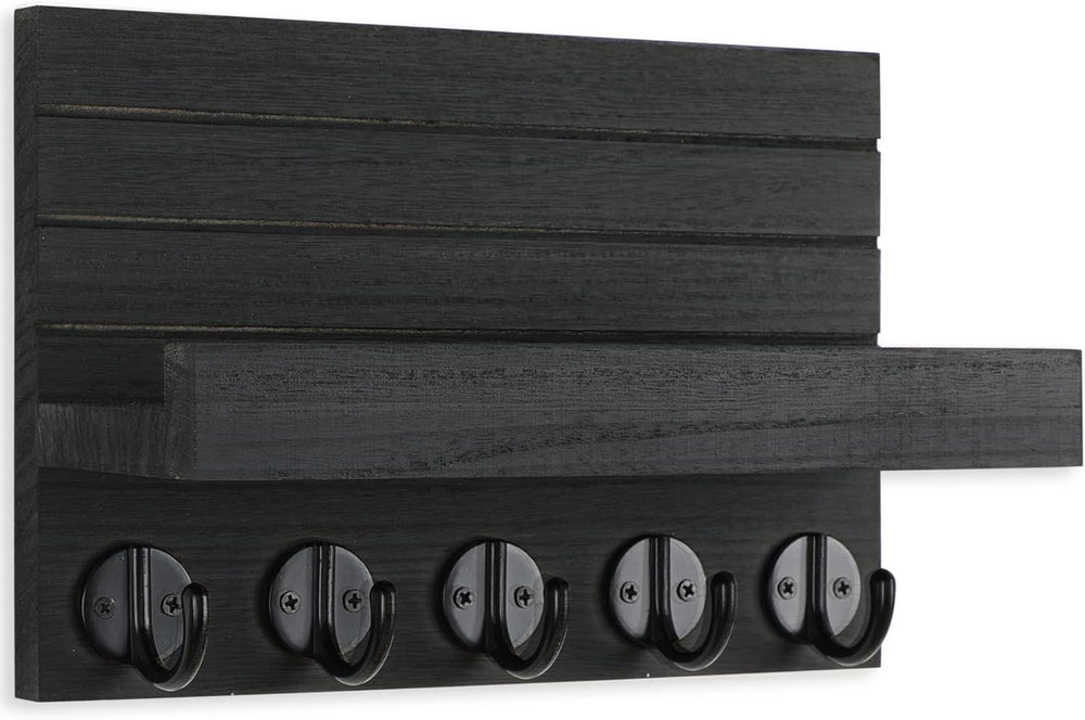 Key Holder for Wall, Decorative Key and Mail Holder with Shelf Has Large Hooks for Bags