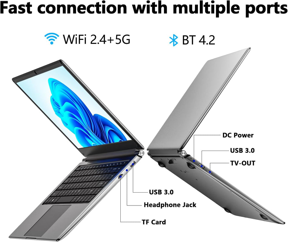 Laptop 16-Inch 8GB DDR 256GB SSD Portable Laptop,Expandable to 1TB Pentium