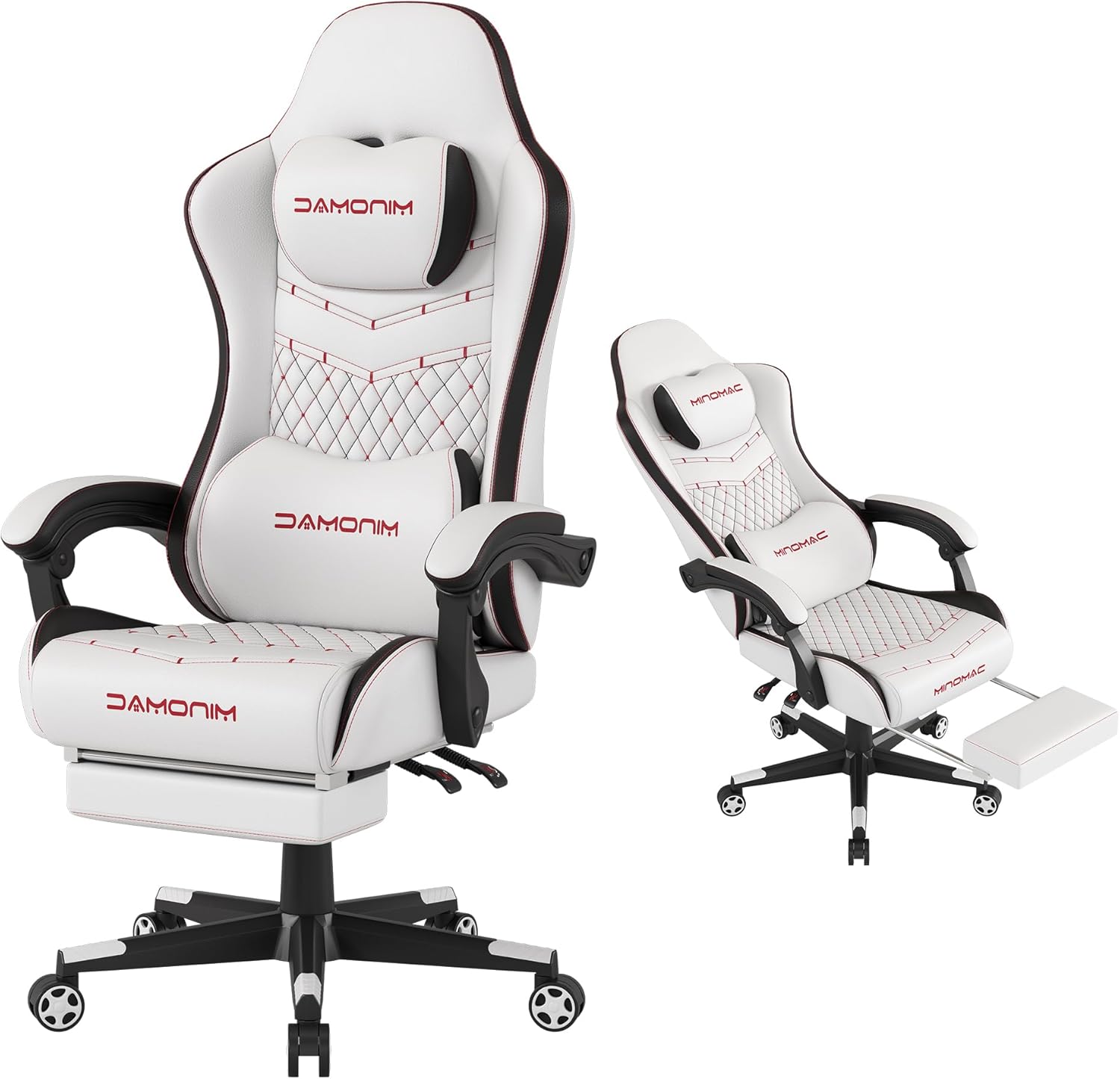 Gaming Chair,Ergonomic Computer Gaming Chair,400Lb Load-Bearing,Retractable Footrest