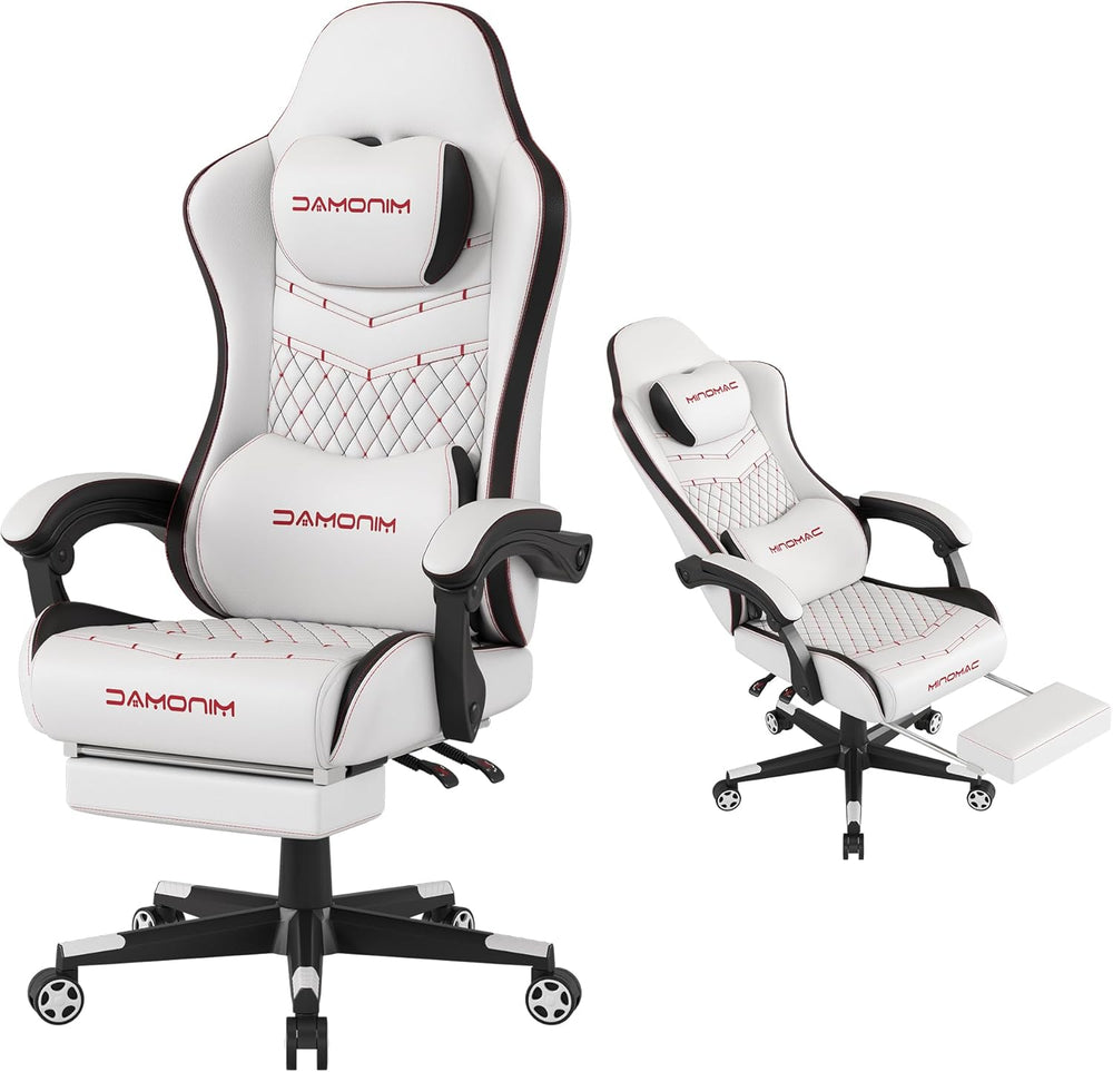 Gaming Chair,Ergonomic Computer Gaming Chair,400Lb Load-Bearing,Retractable Footrest