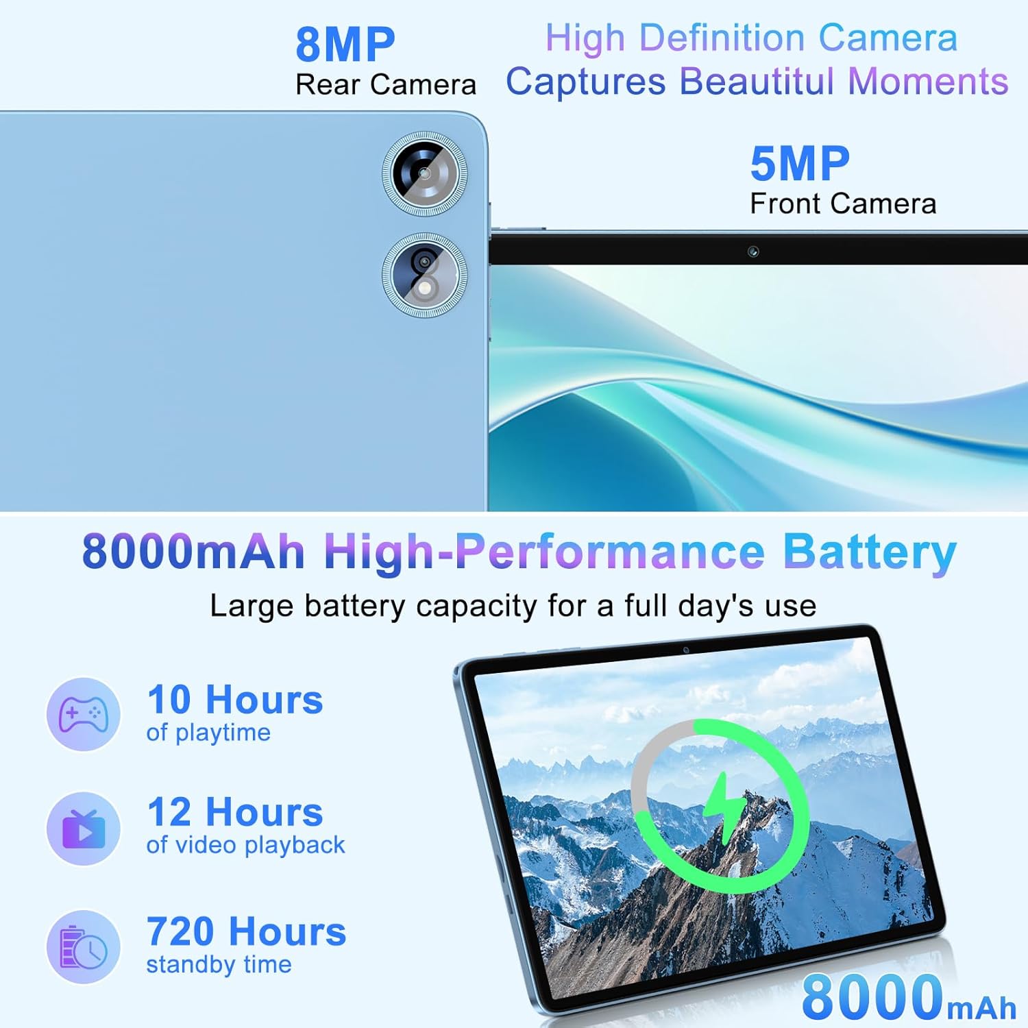 2025 Android 14 Tablet 22GB RAM 128GB ROM 1TB Expand, 10 Inch Tablets with Keyboard Mouse