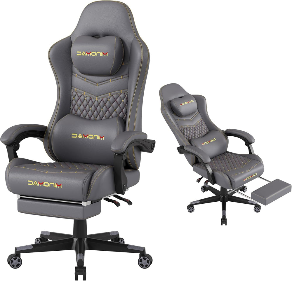 Gaming Chair,Ergonomic Computer Gaming Chair,400Lb Load-Bearing,Retractable Footrest