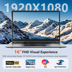 Laptop 16-Inch 8GB DDR 256GB SSD Portable Laptop,Expandable to 1TB Pentium