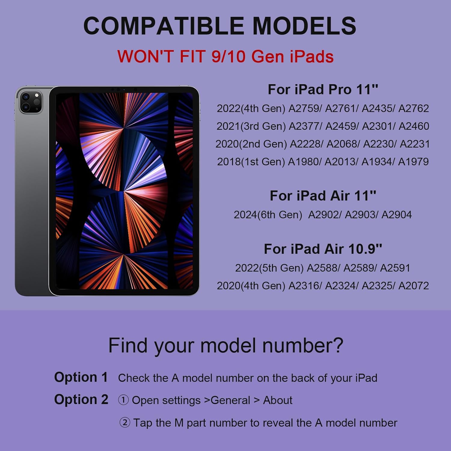 Magic Keyboard Case for Ipad Air 11'' M2 2024 & Ipad Pro 11'' 1St-4Th Gen – Slim 