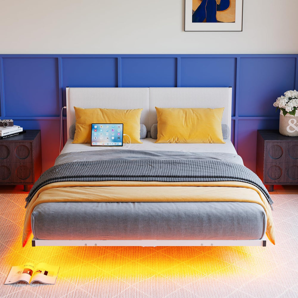 Full Size Bed Frame,Floating Bed Frame Full Size with Headboard