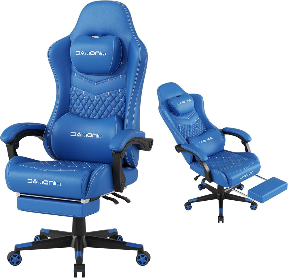 Gaming Chair,Ergonomic Computer Gaming Chair,400Lb Load-Bearing,Retractable Footrest
