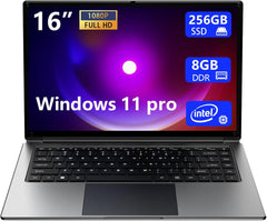 Laptop 16-Inch 8GB DDR 256GB SSD Portable Laptop,Expandable to 1TB Pentium