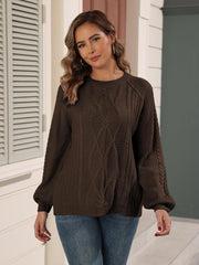 Womens Chunky Cable Knit Pullover Fall Crewneck Sweater Outfits Long Sleeve Tops