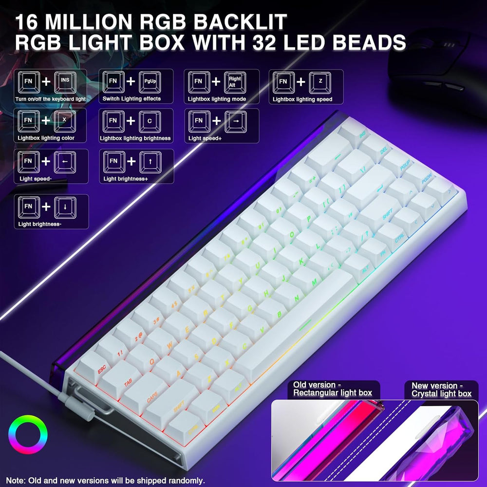 Hero 68 HE 60% Gaming Keyboard Wired, Hall Effect Magnetic Switch Keyboard with Adjustable Actuation, Fast Trigger Mode, 8K Hz Polling Rate, 0.125ms Latency,Side Printed PBT Keycaps, RGB Backlit