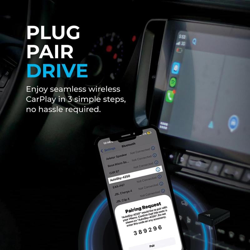 2026 Wireless Carplay Adapter 8PRO by AUTOSKY – Convert Wired to Wireless, Plug & Play, Fast & Stable Connection, Apple & Android