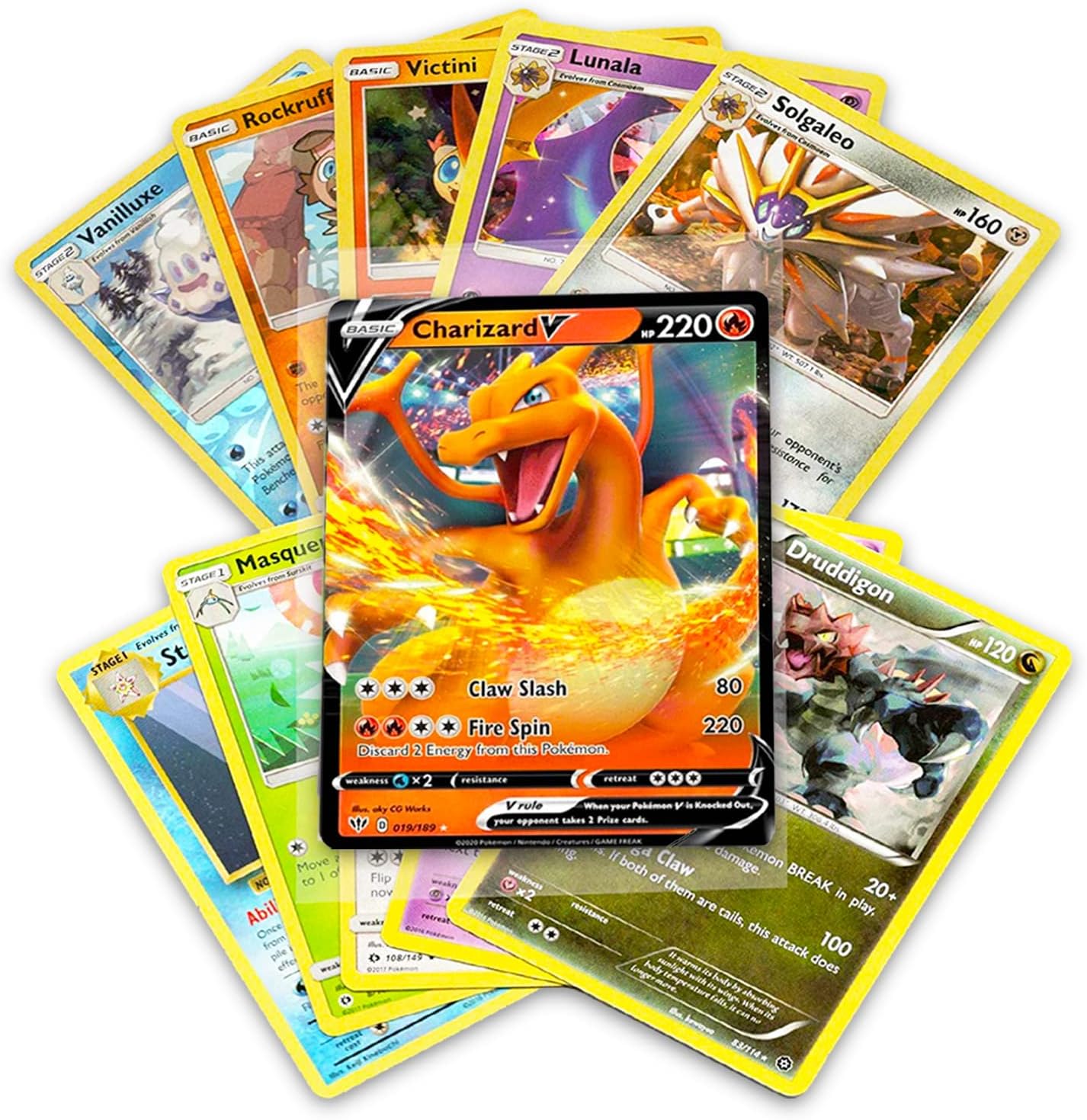 50+ Official Pokemon Cards Collection with 5 Foils in Any Combination