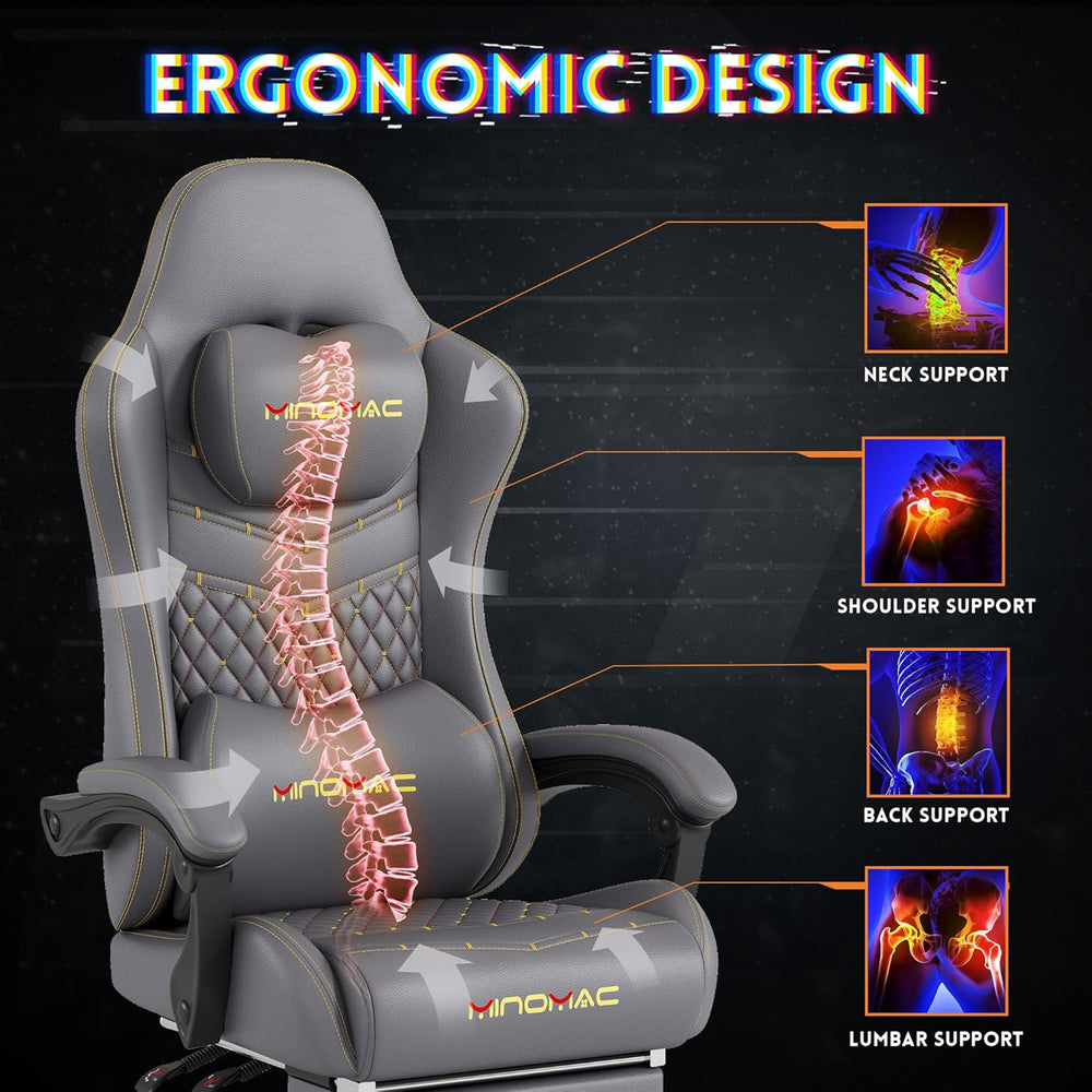 Gaming Chair,Ergonomic Computer Gaming Chair,400Lb Load-Bearing,Retractable Footrest