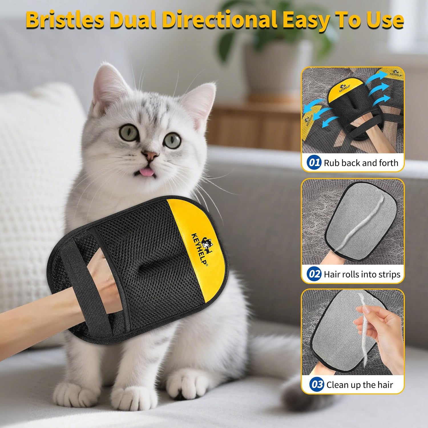 Pet Hair Removal Glove for Dogs & Cats, Newly Upgraded Reusable Electrostatic Pet Hair Gloves