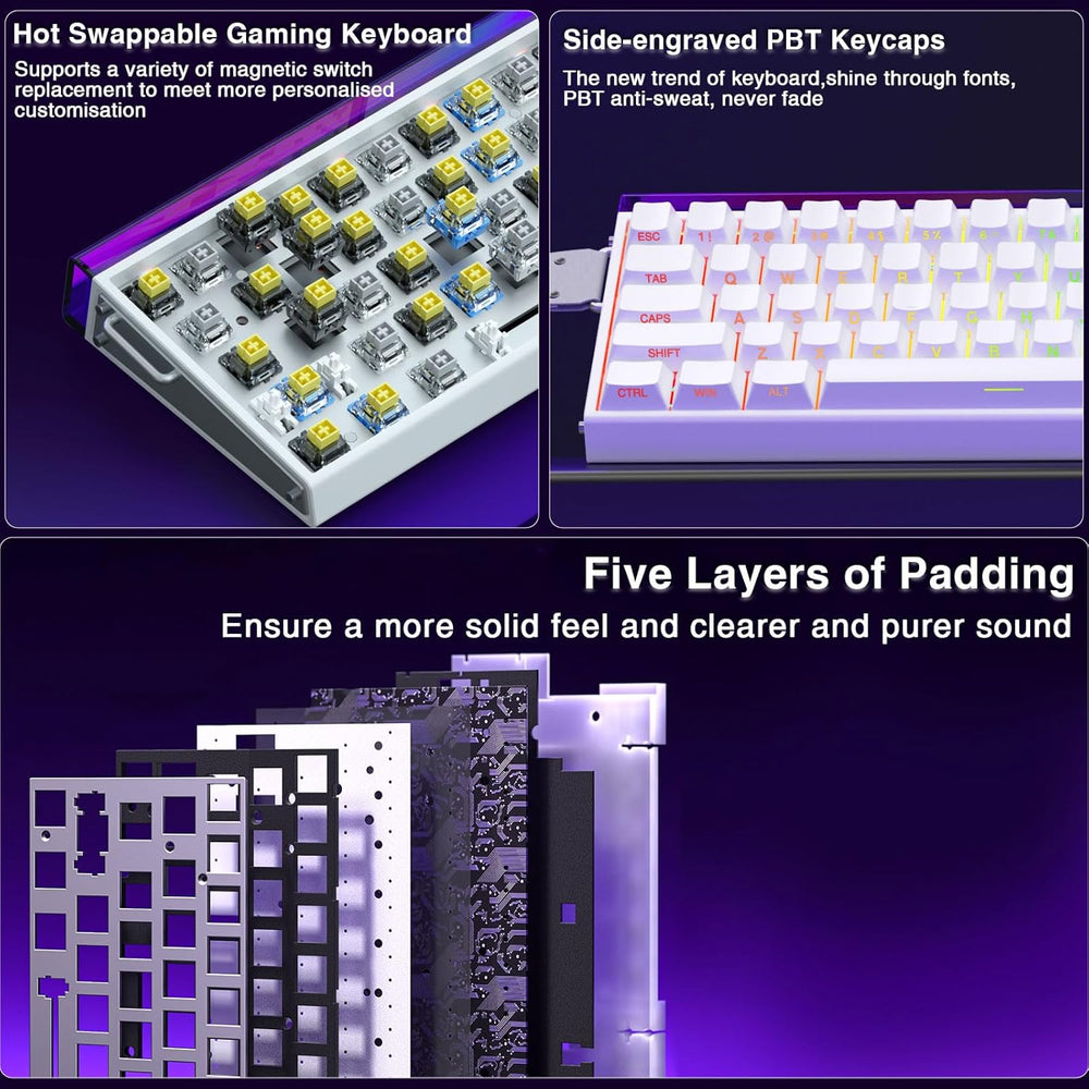 Hero 68 HE 60% Gaming Keyboard Wired, Hall Effect Magnetic Switch Keyboard with Adjustable Actuation, Fast Trigger Mode, 8K Hz Polling Rate, 0.125ms Latency,Side Printed PBT Keycaps, RGB Backlit