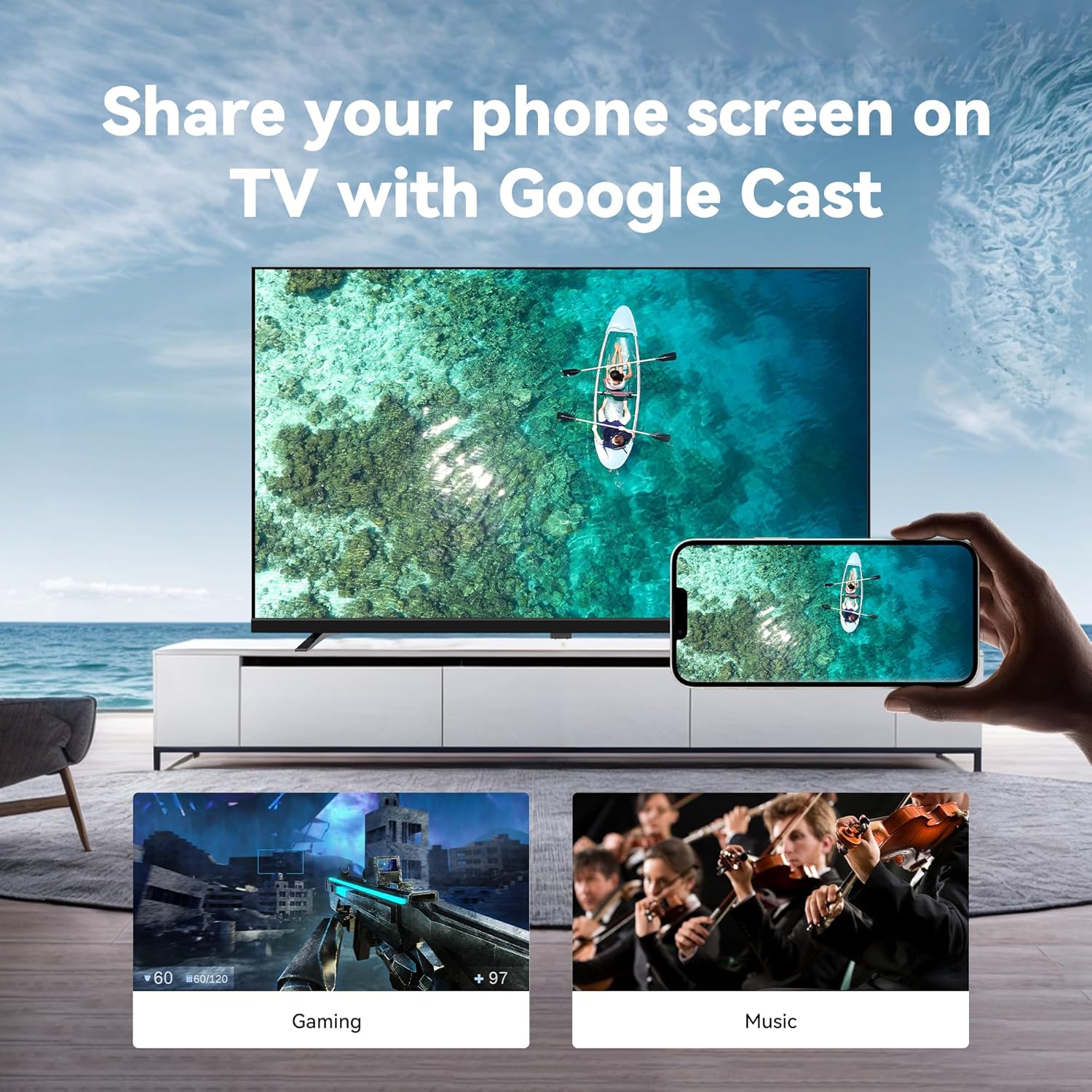 40-Inch Smart TV, 1080P Full HD Google TV with Google Play Built-In Google Cast