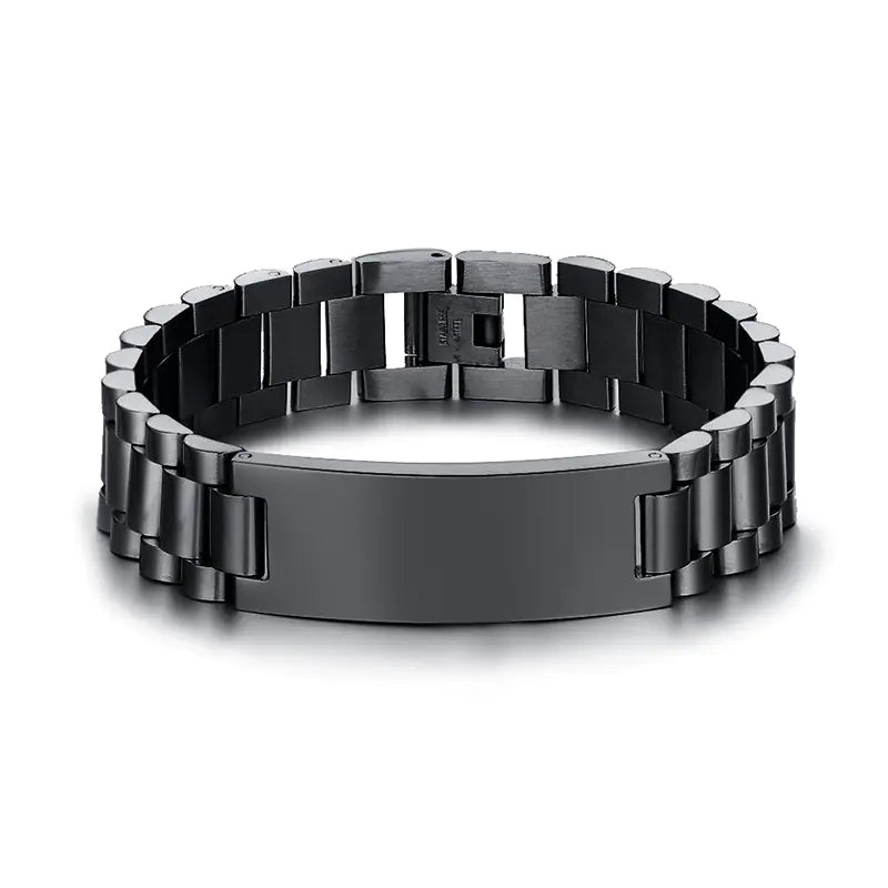 Personalized Black Stainless Steel Men's Bracelet