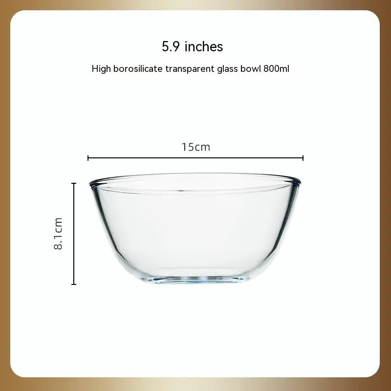 Japanese-Style Transparent Glass Large Salad Bowl