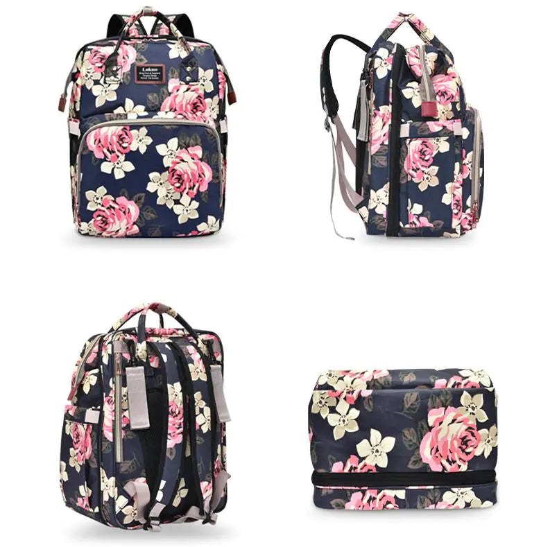 Multi-Function Foldable Baby Bed Diaper Bag, Waterproof