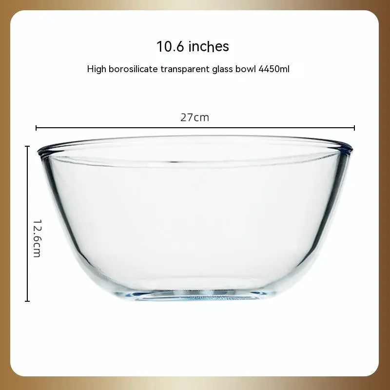 Japanese-Style Transparent Glass Large Salad Bowl