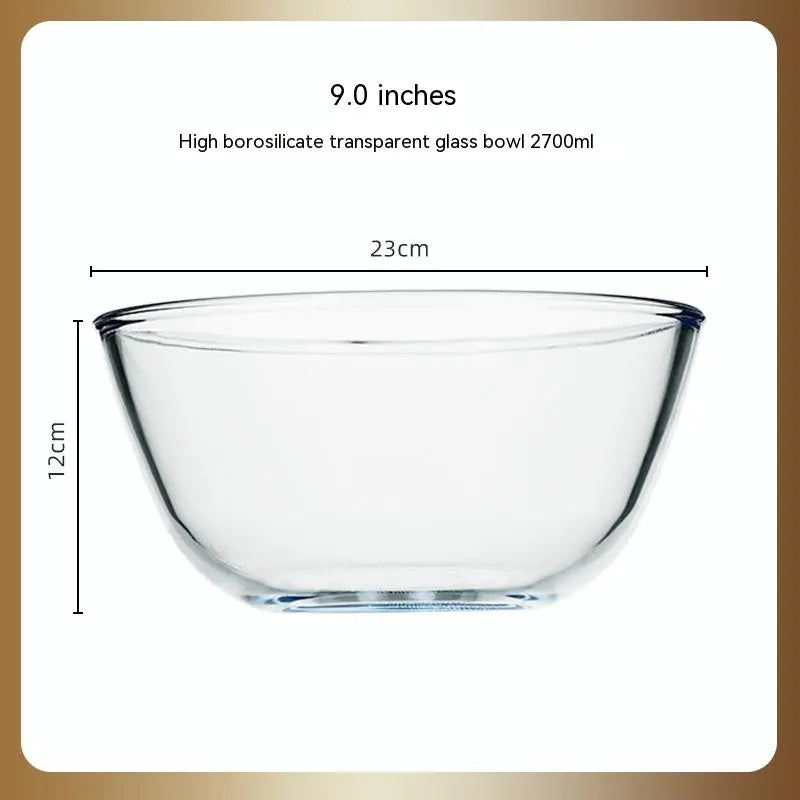 Japanese-Style Transparent Glass Large Salad Bowl