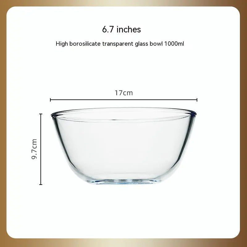 Japanese-Style Transparent Glass Large Salad Bowl