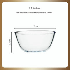 Japanese-Style Transparent Glass Large Salad Bowl