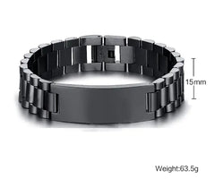 Personalized Black Stainless Steel Men's Bracelet
