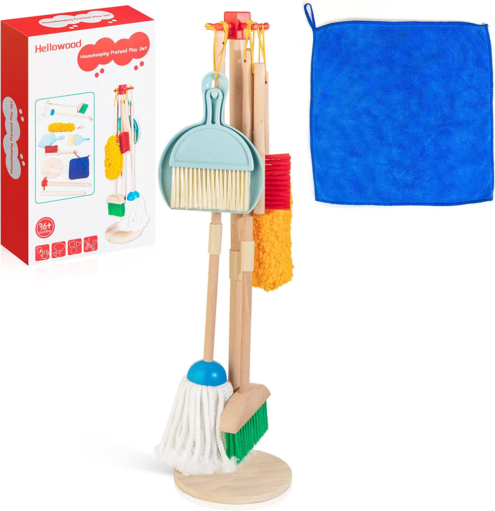 Kids Cleaning Set, 8 Pcs Wooden Housekeeping Play Set