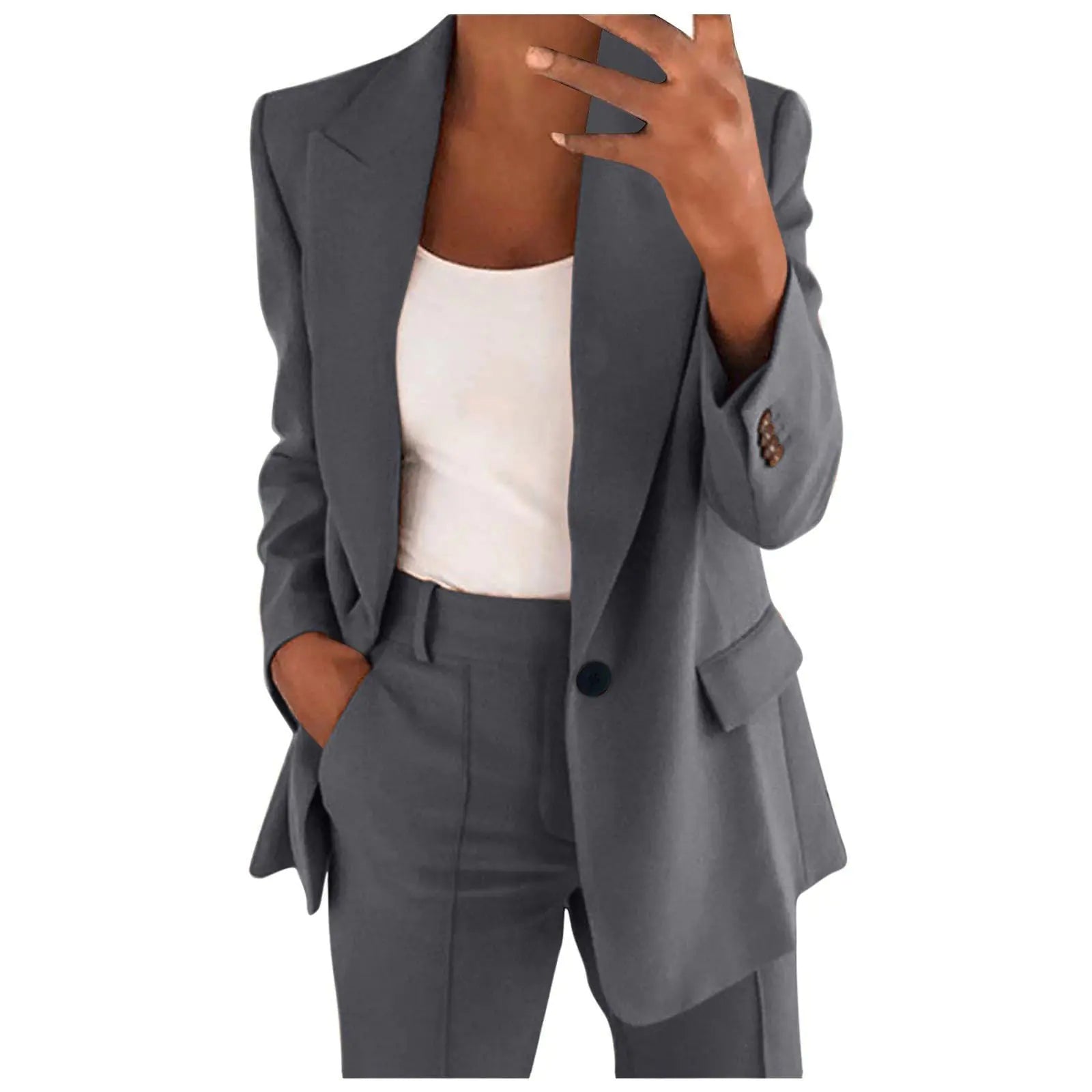 Dark Gray Two-Piece Professional Pant Suit for Women