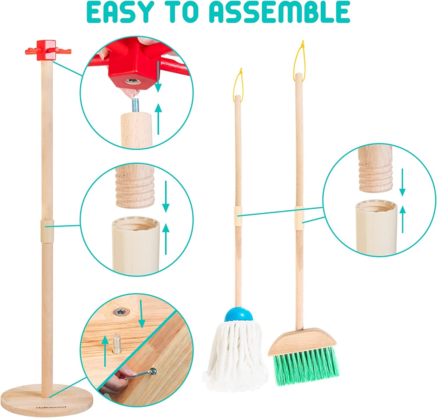 Kids Cleaning Set, 8 Pcs Wooden Housekeeping Play Set