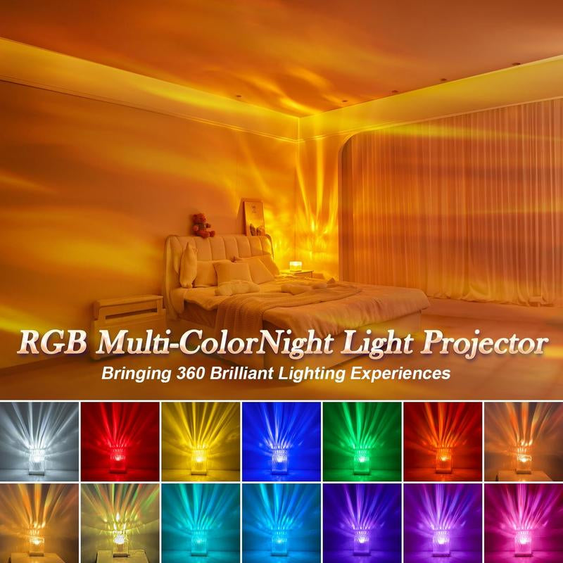 One Fire Flower Lamp Ambient Lighting for Bedroom,18 Colors Cool Things Water Ripple Lamp,Dimmable+Remote+Timer Space Projector.