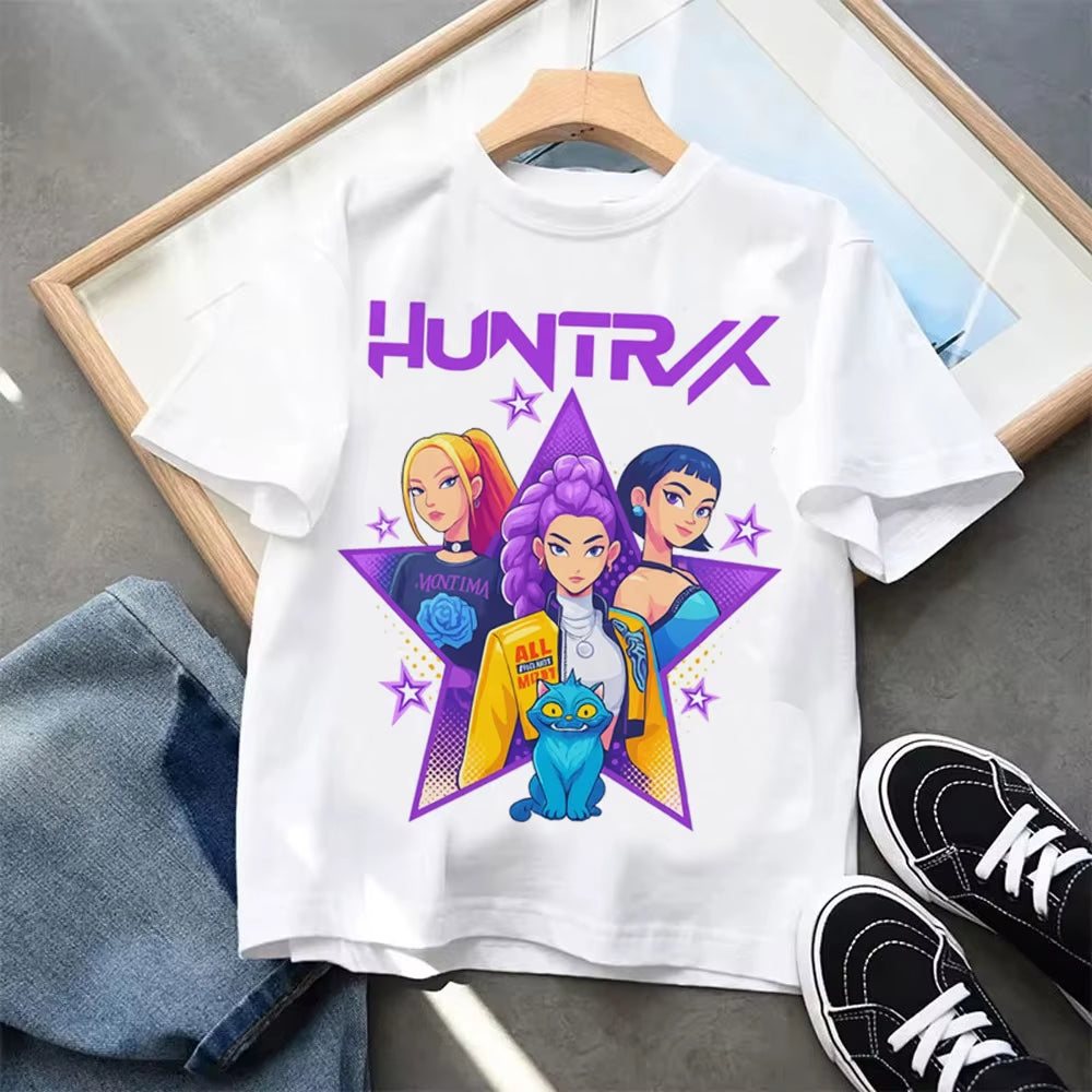 Kpop Demon Hunters Children'S Clothing Short Sleeve T-Shirt Kpop Demon Hunters Tiger Harajuku Tshirt for Boys Girls Gift