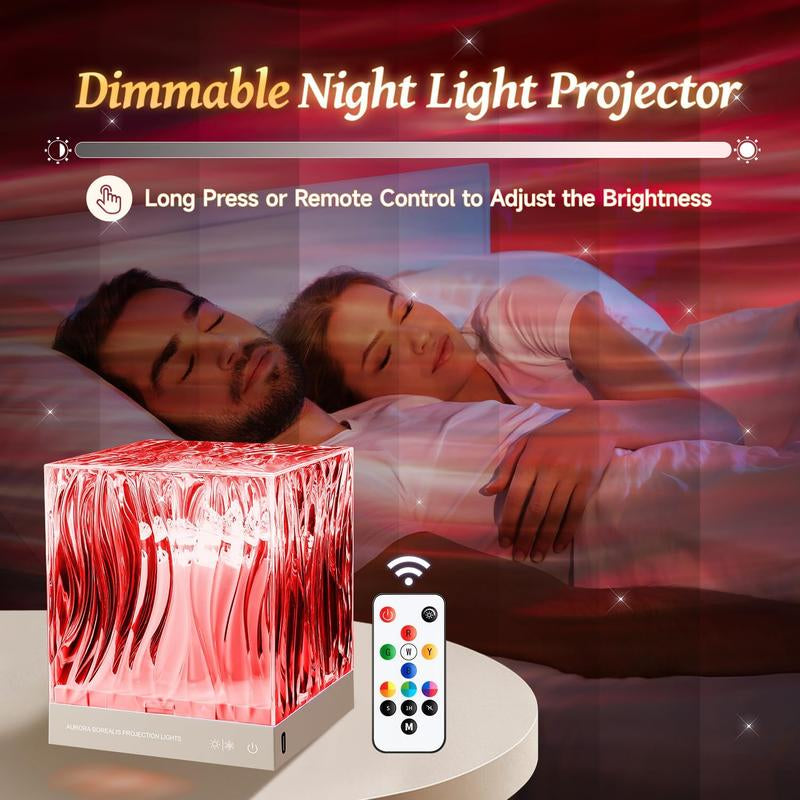 One Fire Flower Lamp Ambient Lighting for Bedroom,18 Colors Cool Things Water Ripple Lamp,Dimmable+Remote+Timer Space Projector.