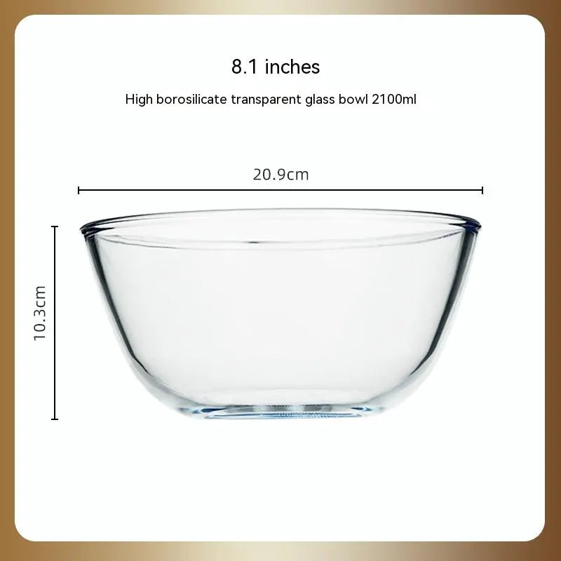 Japanese-Style Transparent Glass Large Salad Bowl