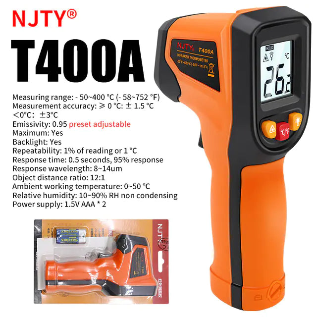 NJTY Digital Infrared Thermometer -50~600℃ Pyrometer Gun